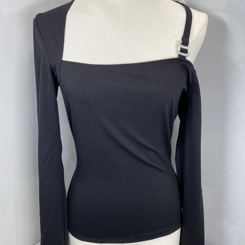 Heliot Emil Women’s Invariable Strappy Long-Sleeve Top – Black – Size M